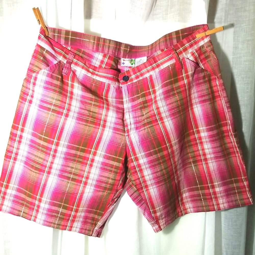Sz 22 Pink Plaid Cotton Shorts